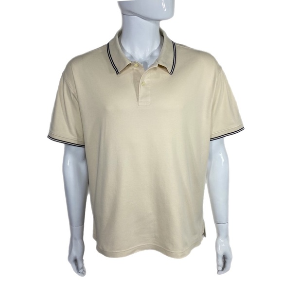 St. John’s Bay Men’s Cream Colored Interlock Polo - Picture 1 of 6